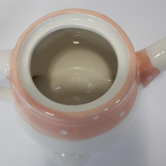 Cute Bunny Ceramic Teapot Rabbit Dot Scarf, Easter Decor - Picture 8 of 8